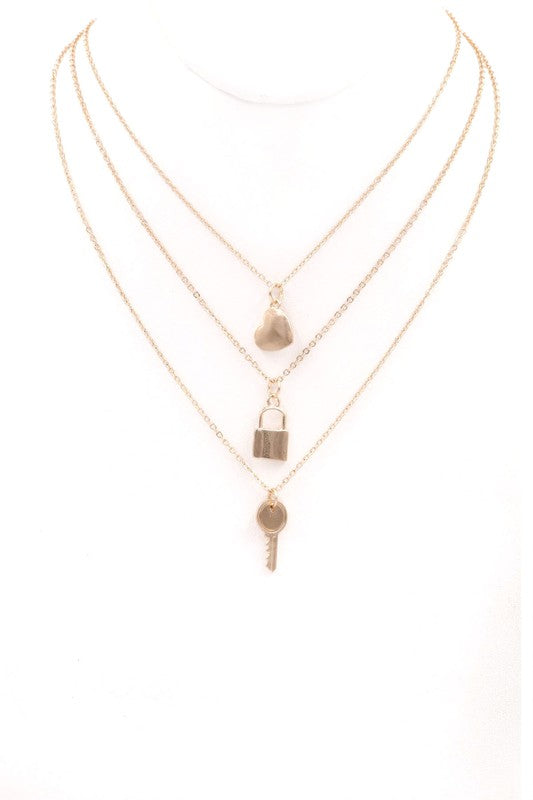 Gold Lock & Heart Pendant