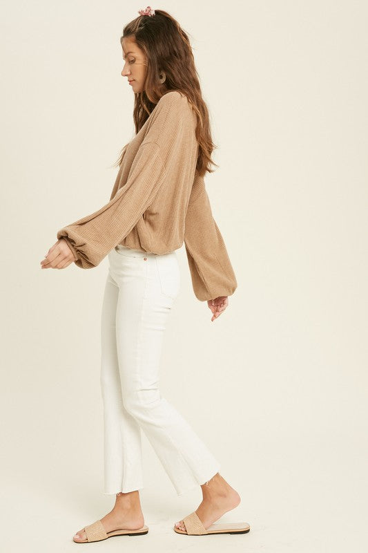 Taupe Rib Knit Top