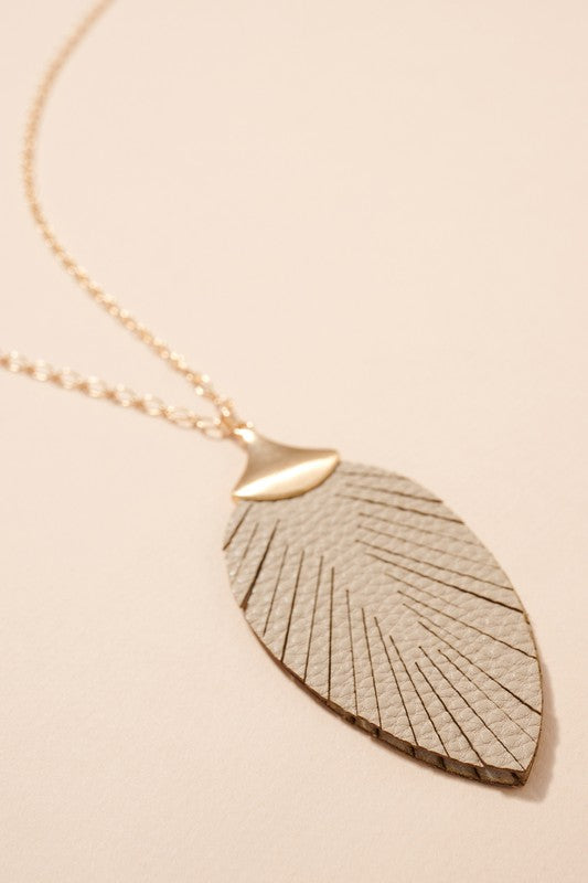 Leather Feather Pendant (Taupe)