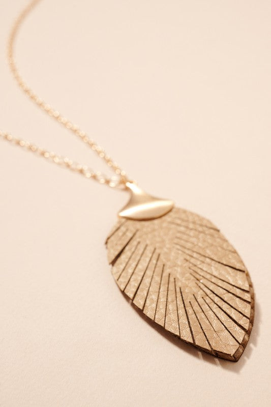 Leather Feather Pendant (Gold)