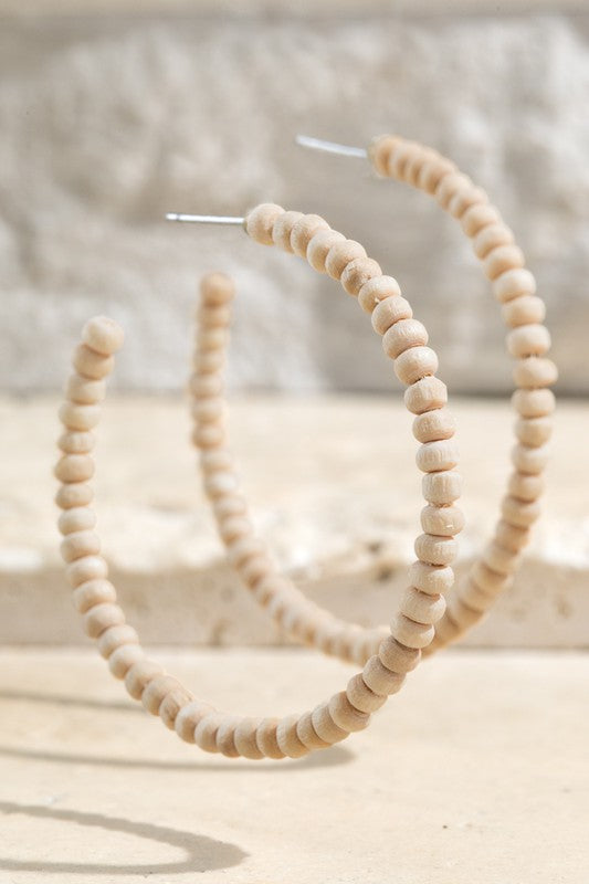 Ivory Wood Hoop Earrings