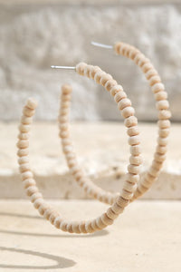 Ivory Wood Hoop Earrings
