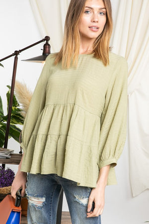 Solid Ruffle Top (Olive)