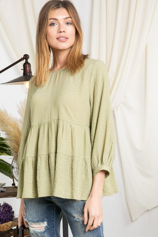 Solid Ruffle Top (Olive)