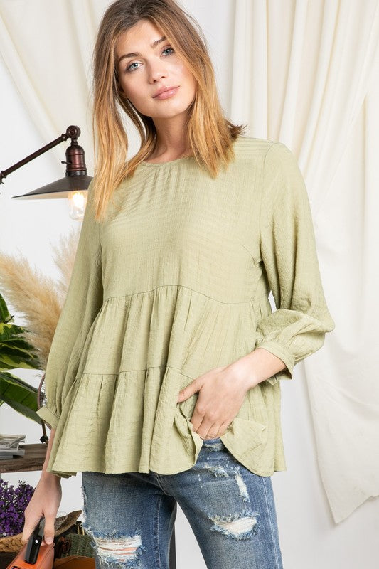 Solid Ruffle Top (Olive)