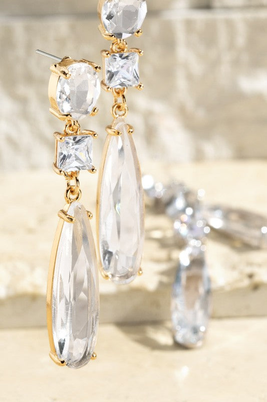 Glass Crystal Teardrop Earrings