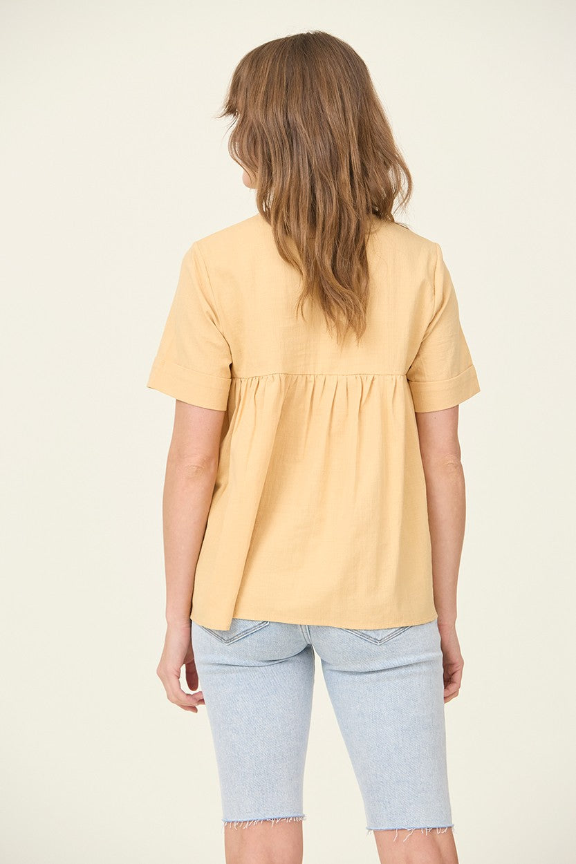 Embroidered Babydoll Blouse (Citrus)