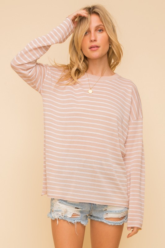 Taupe Stripe Top