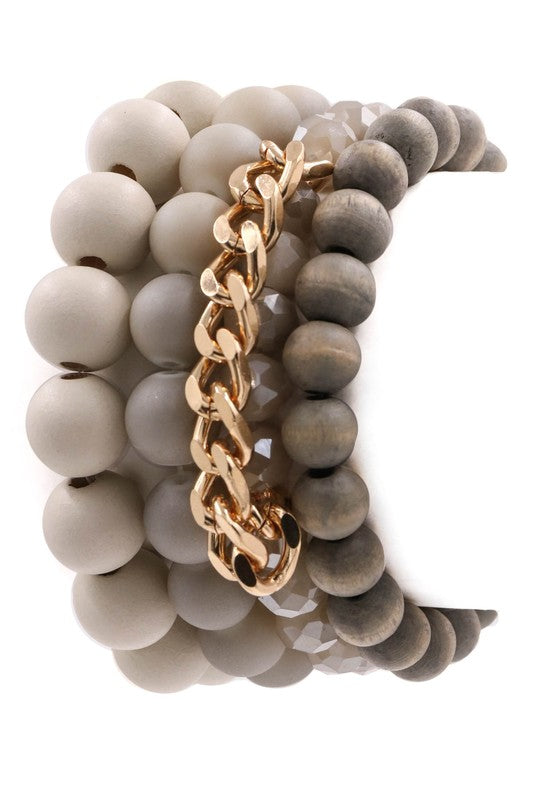 Gray Bead Bracelet Set
