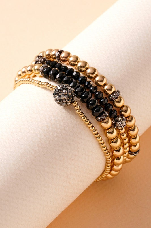 Gold Glass Bead Bracelet Set
