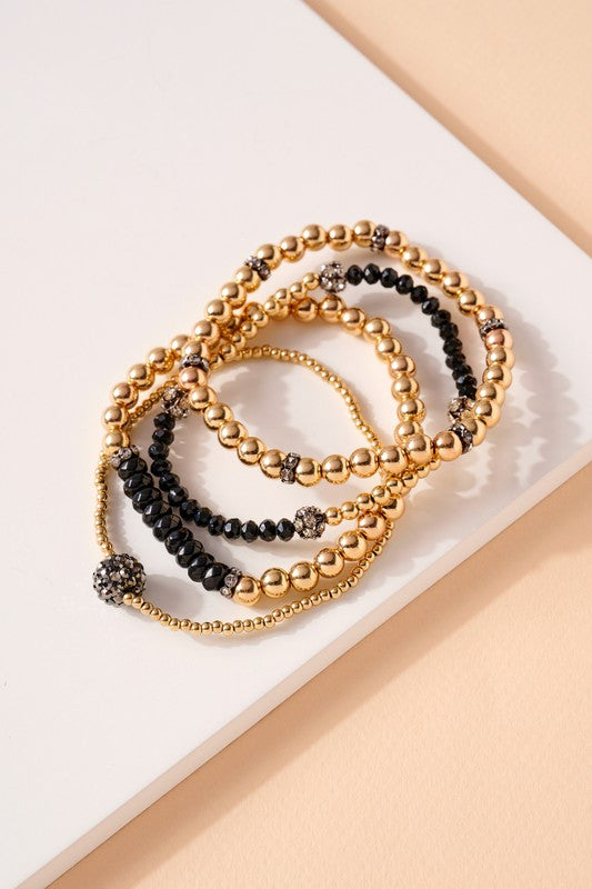 Gold Glass Bead Bracelet Set
