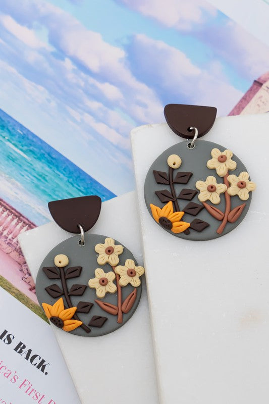 Floral Clay Drop Earrings