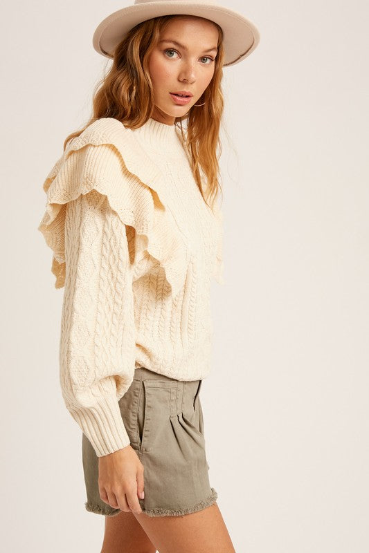 Ruffle Pullover Sweater