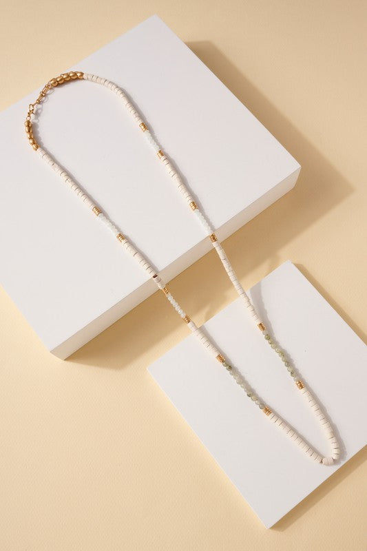 Grey/White Beaded Necklace