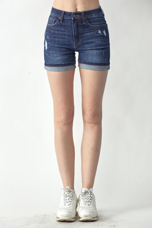 Mid Rise Cuff Shorts