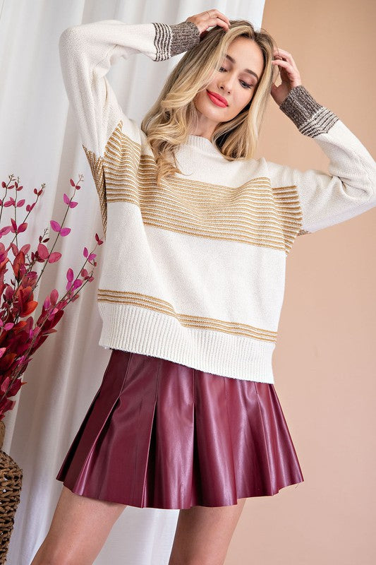 Mustard Mixed Stripe Sweater