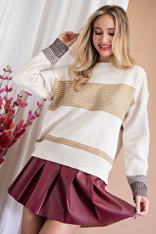 Mustard Mixed Stripe Sweater