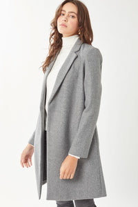 Grey Fleece Long Line Coat