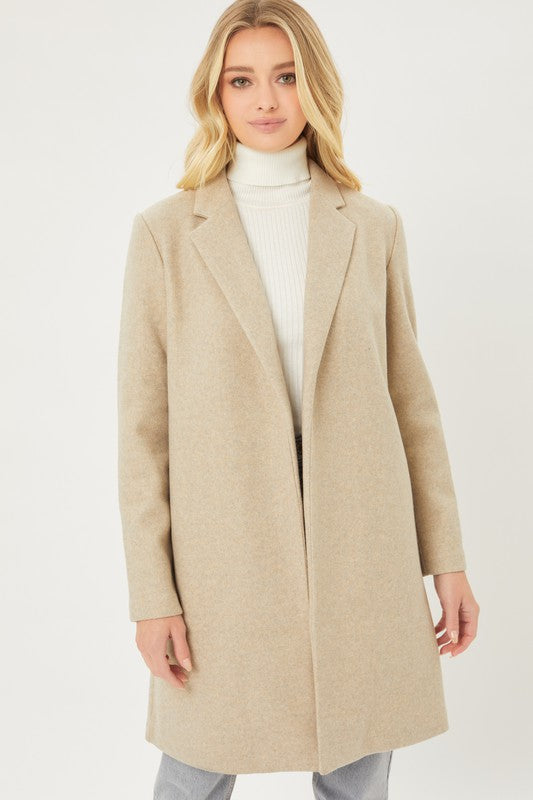Oatmeal Fleece Long Line Coat