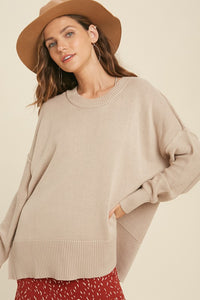 Taupe Side Slit Sweater