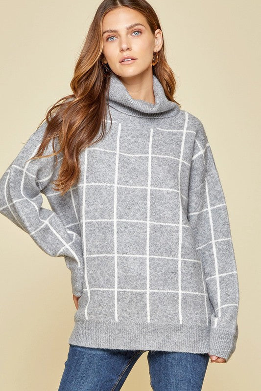 Grey Grid Sweater