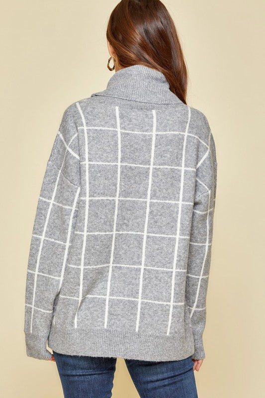 Grey Grid Sweater