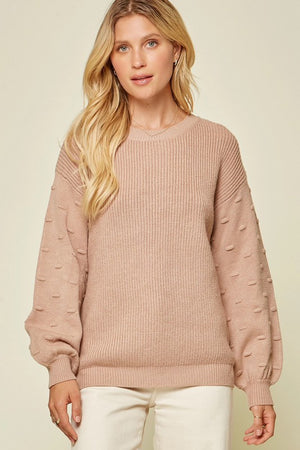 Mocha Pom Sleeve Sweater