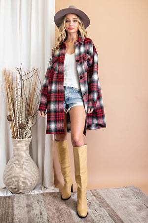 Red Plaid Flannel Jacket