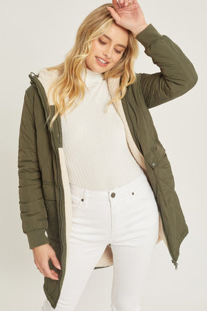 Olive Reversible Contrast Coat