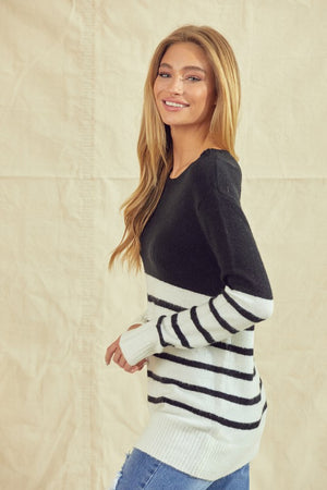Black & Ivory Striped Sweater