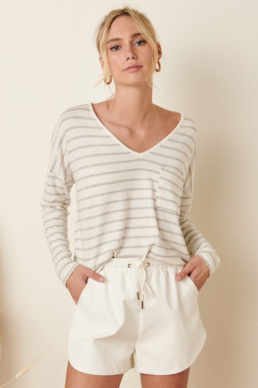 Sage Stripe Top