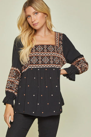 Black Embroidered Blouse