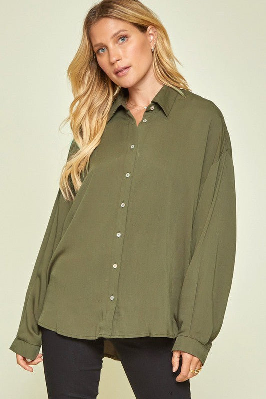 Olive Woven Top