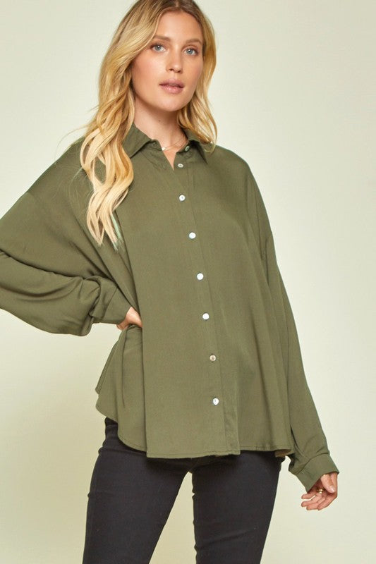 Olive Woven Top