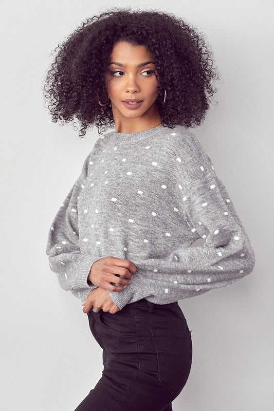 Grey Polka Dot Sweater