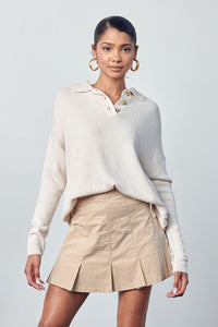 Ivory Button Collar Sweater