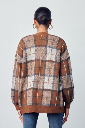 Camel Plaid Cardigan