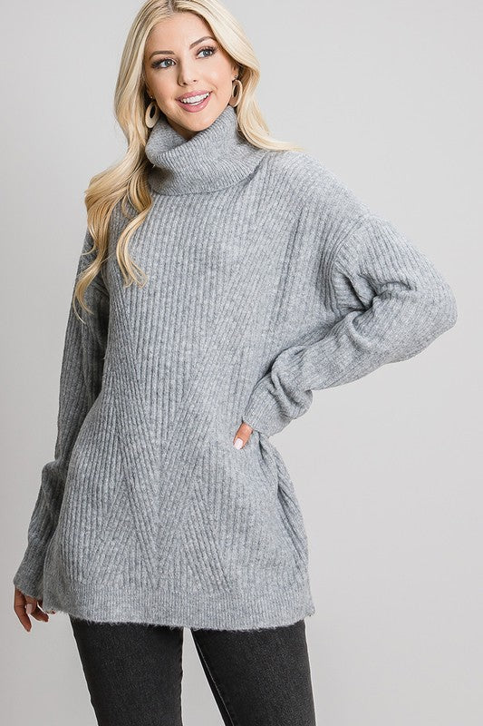 Heather Grey Cowl Neck Sweater