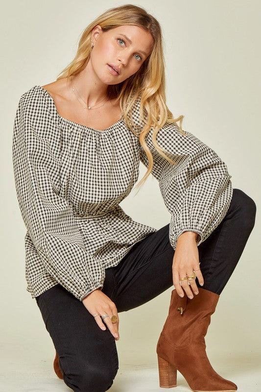 Gingham Woven Blouse