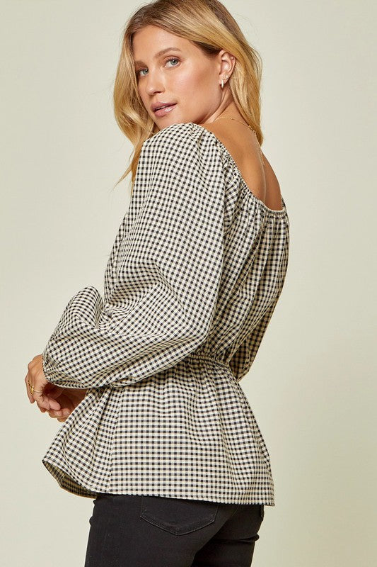 Gingham Woven Blouse