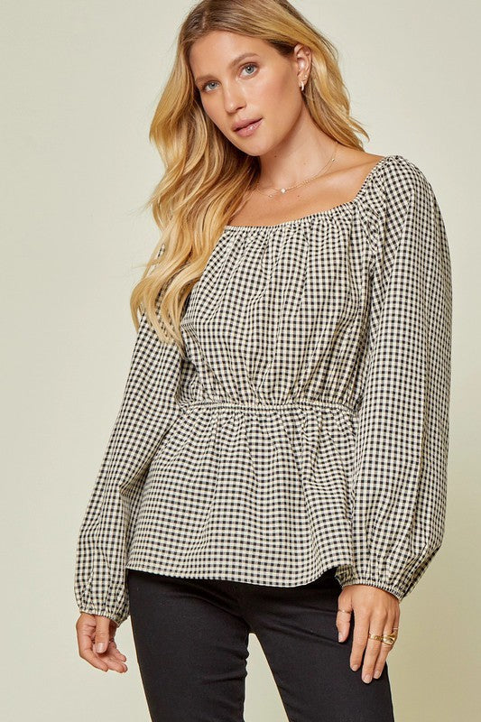 Gingham Woven Blouse