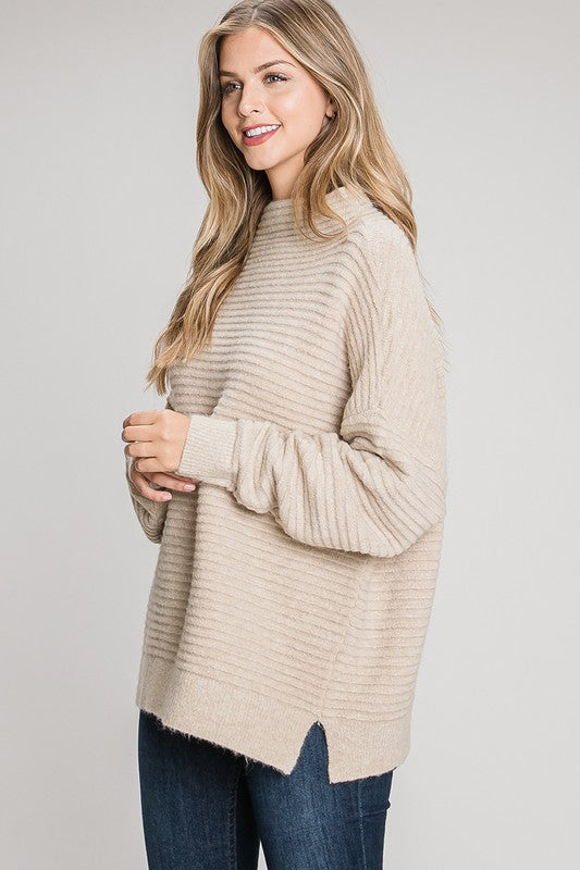 Beige Mock Neck Sweater