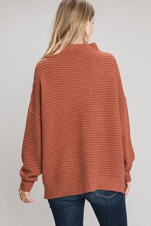 Rust Mock Neck Sweater