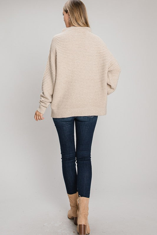 Beige Mock Neck Sweater