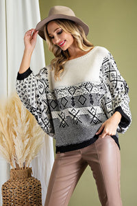 Printed Dolman Sweater