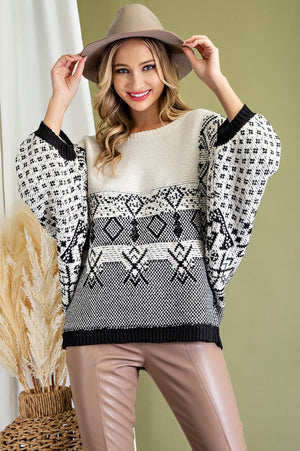 Printed Dolman Sweater