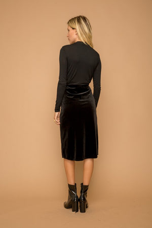 Black Velvet Midi Skirt