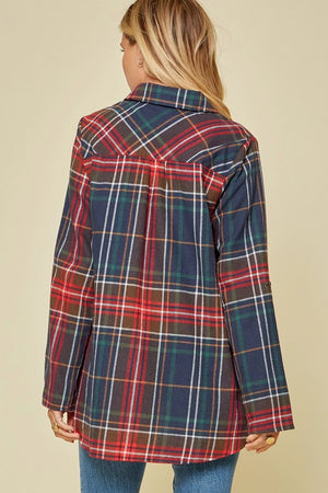 Navy Mix Plaid Top