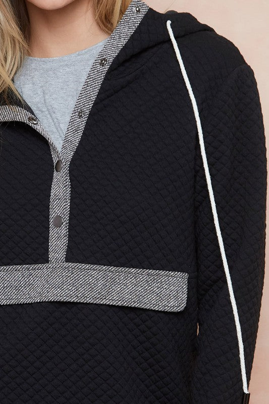 Black Quilted Hoodie