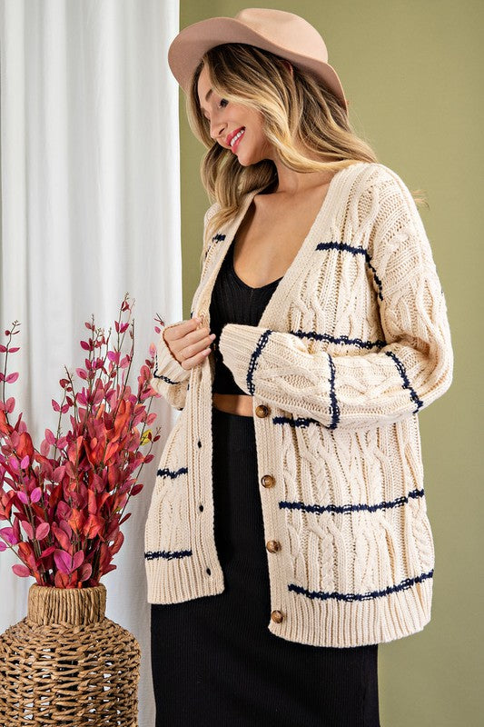 Oatmeal Cable Knit Cardigan